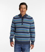 Men's Textured Washed Cotton Sweaters, Quarter Zip, Stripe