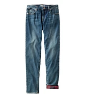 Women's Signature Lined Boyfriend Jeans, Low-Rise Straight-Leg Flannel-Lined