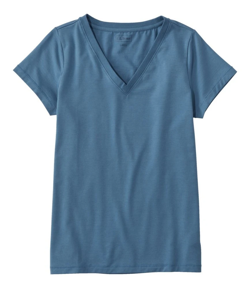 Women's Soft Stretch Supima-Blend Tee, Short-Sleeve V-Neck