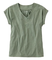 Women's Organic Cotton Tee, V-Neck Cap-Sleeve