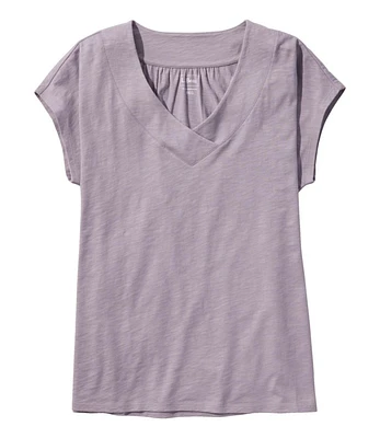 Women's Organic Cotton Tee, V-Neck Cap-Sleeve