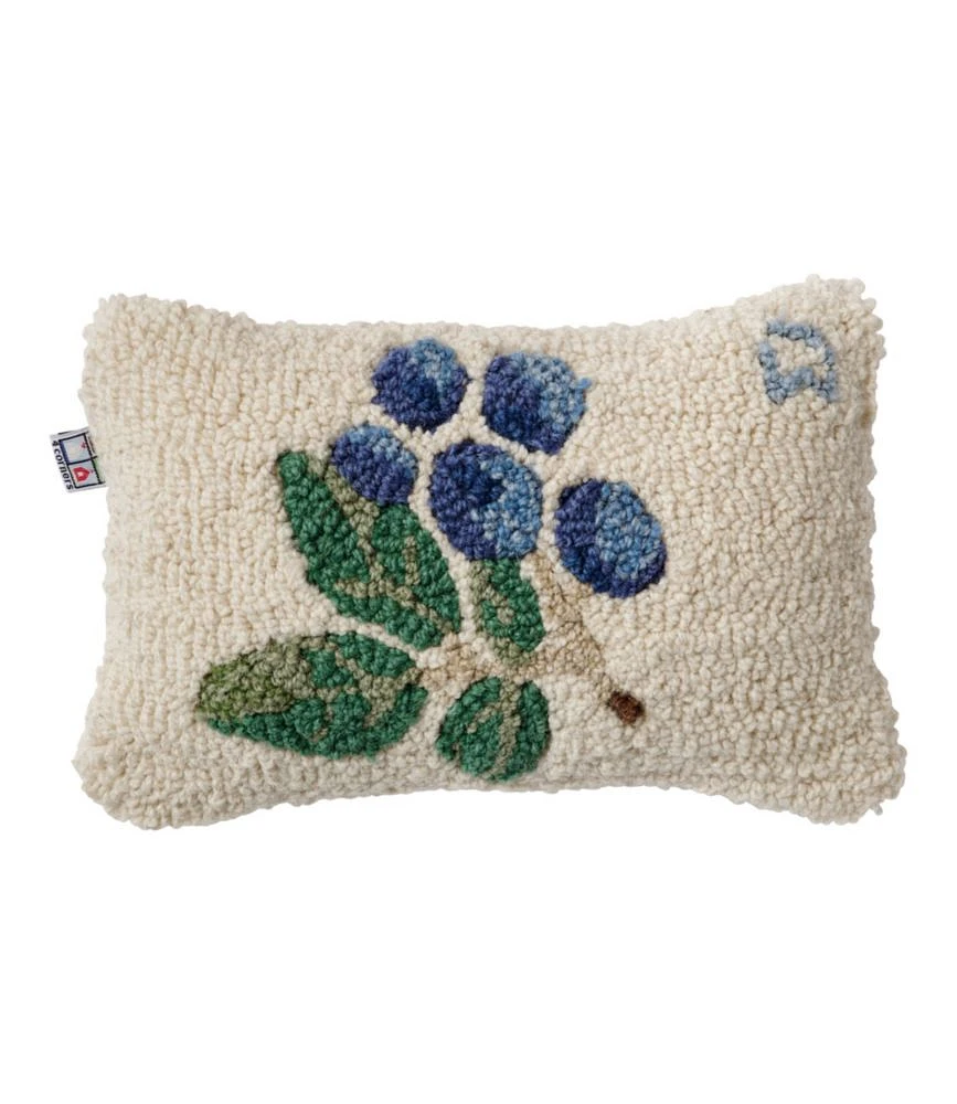 Wool Hooked Throw Pillow, Blueberries, 8" x 12"