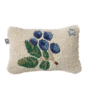 Wool Hooked Throw Pillow, Blueberries, 8" x 12"