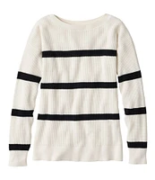 Women's Sunwashed Waffle Sweater, Pullover Stripe