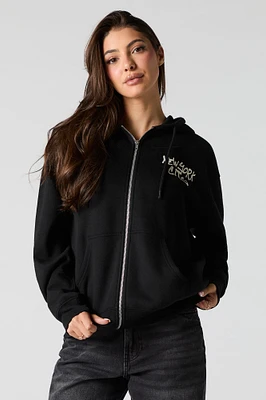 Graphic Fleece Zip-Up Hoodie