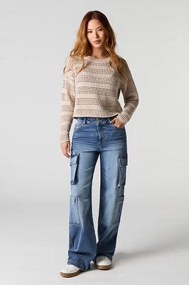 Multi Pocket Wide Leg Cargo Jean