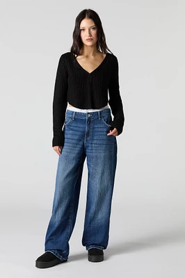 Double Waist Baggy Leg Jean