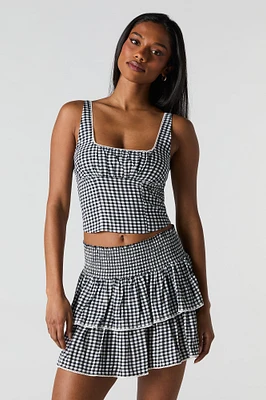 Plaid Square Neck Tank
