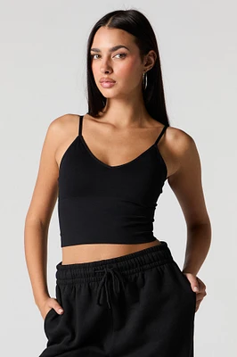 Seamless V-Neck Cami with Built-In Bra Cups