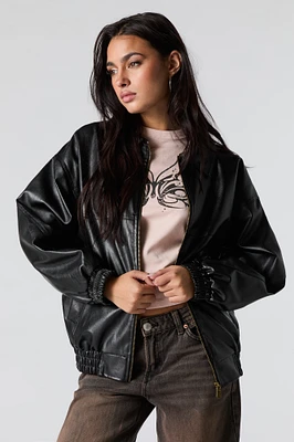 Oversized Faux Leather Jacket