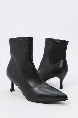 Faux-Leather Pointed Toe Kitten Heel