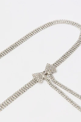 Rhinestone Bow Faux Pearl Belt