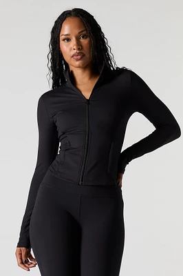 Active Solid Zip-Up Long Sleeve Top