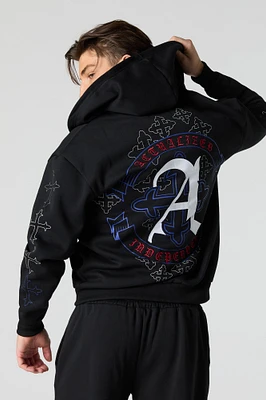 Gothic Embroidered Fleece Zip-Up Hoodie