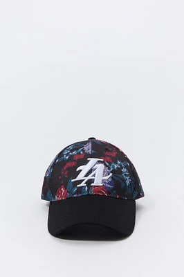 Floral LA Embroidered Baseball Hat