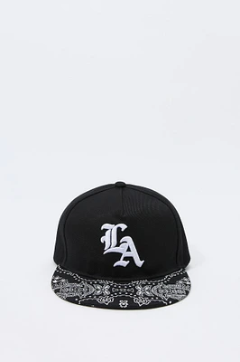 Bandana Brim LA Embroidered Snapback Hat