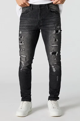 Black Vintage Wash Distressed Skinny Jean