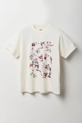 Floral Skull Graphic T-Shirt