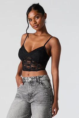 Floral Lace Cropped Corset Cami