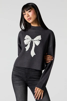 Bow Jacquard Knit Sweater