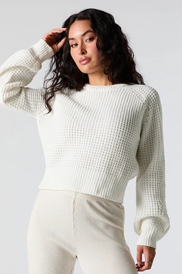 Waffle Knit Cropped Sweater