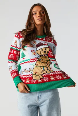 Sequin Puppy Christmas Sweater