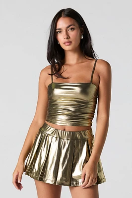 Metallic Pleated Mini Skort