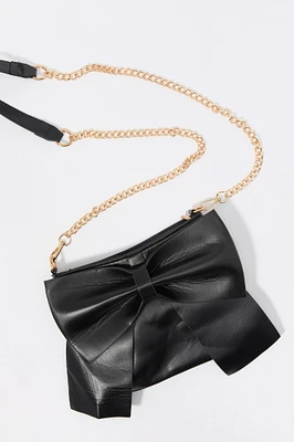 Faux Leather Bow Crossbody Purse