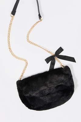 Faux Fur Bow Shoulder Bag