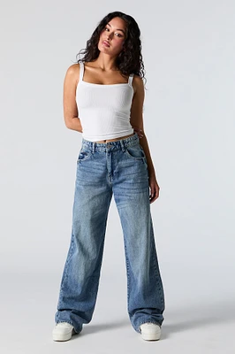 Medium Vintage Wash High Rise Wide Leg Jean