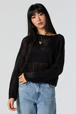 Open Knit Crochet Oversized Sweater