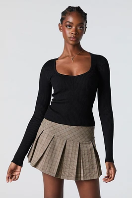 Ribbed Knit Sweetheart Sweater