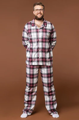 Mens Matching the Family Plaid Flannel 2 Piece Pajama Set