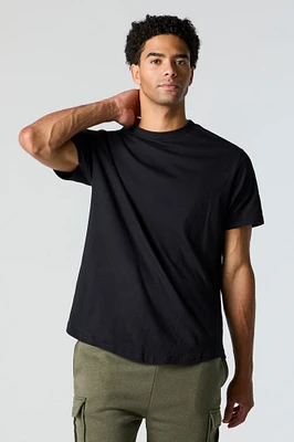 Curve Hem Crewneck T-Shirt