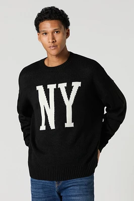 NY Jacquard Knit Relaxed Sweater