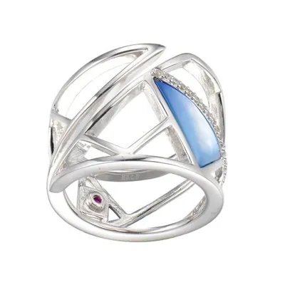 Elle Blue Mother of Pearl and Cubic Zirconia Ring