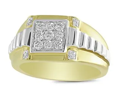 10K Yellow & White Gold 0.50CTW Diamond Men's Ring
