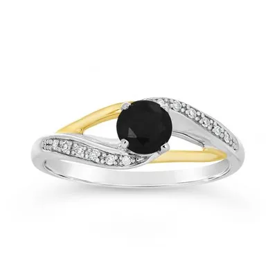 10K & Yellow Gold Sapphire & Diamond Ring