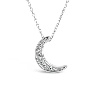 Sterling Silver Diamond Moon Pendant