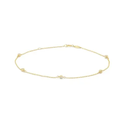 10K Yellow Gold 9+1" Cubic Zirconia Anklet
