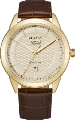 Citizen Men's Corso Gold Tone with Brown Leather Watch