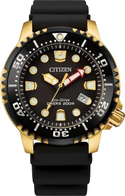Citizen Men's Promaster Diver Gold-Tone with Black Polyurethane Eco-Drive Watch