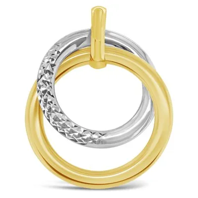 10K Yellow & White Gold Double Circle Pendant (chain not included)
