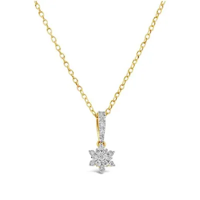 10K Yellow Gold 0.10CTW Diamond Snowflake Pendant