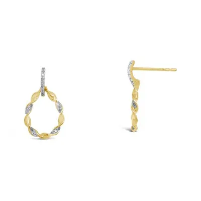 10K Yellow Gold Diamond Oval Shaped Earrings