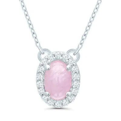POLAR PINK Sterling Silver 16" Pink Sapphire & Diamond Necklace