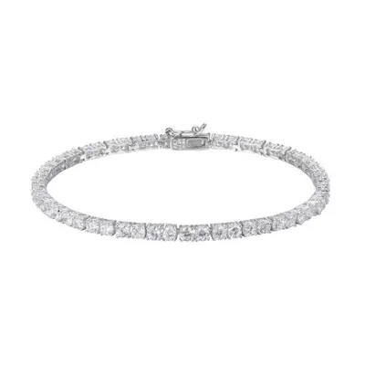 Sterling Silver 7.25"x3.23mm Cubic Zirconia Bracelet