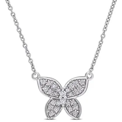 Julianna B 10K White Gold 0.13CTW Diamond Butterfly Necklace