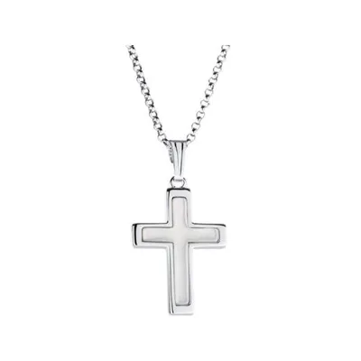 Sterling Silver Mother Of Pearl Cross with 18" Chain
