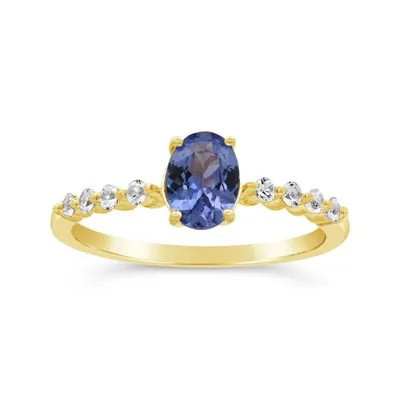 10K Yellow Gold Tanzanite and White Sapphire Ring